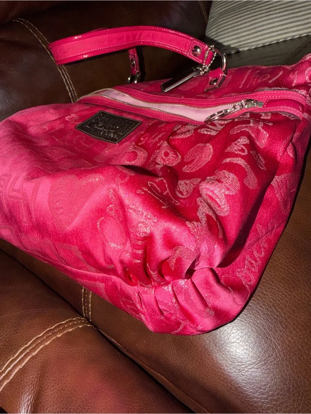 Coach Pink Poppy Storypatch Glam Tote Bag